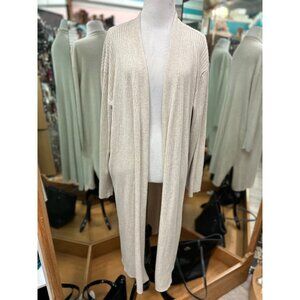 Terra & Sky Cream Ribbed Cardigan in 1X